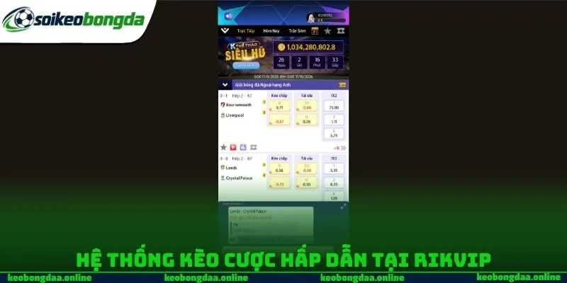 Hệ thống kèo cược hấp dẫn tại RIKVIP