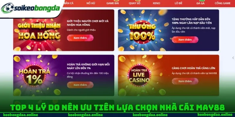 Top 4 lý do nên ưu tiên lựa chọn nhà cái May88